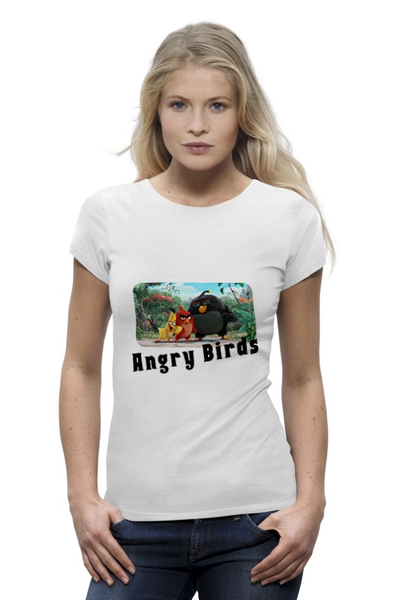 Заказать женскую футболку в Москве. Футболка базовая Angry Birds от nastya500001@mail.ru - готовые дизайны и нанесение принтов.
