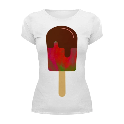 Заказать женскую футболку в Москве. Футболка базовая Ice-Ice-Ice Cream от Pinky-Winky - готовые дизайны и нанесение принтов.
