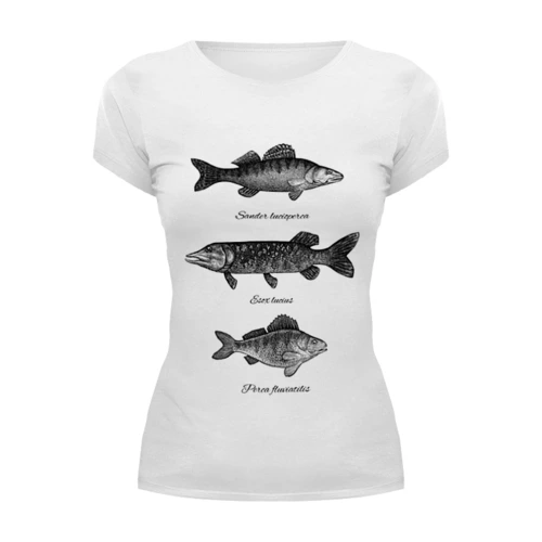 Заказать женскую футболку в Москве. Футболка базовая Коллекция рыб от printik - готовые дизайны и нанесение принтов.