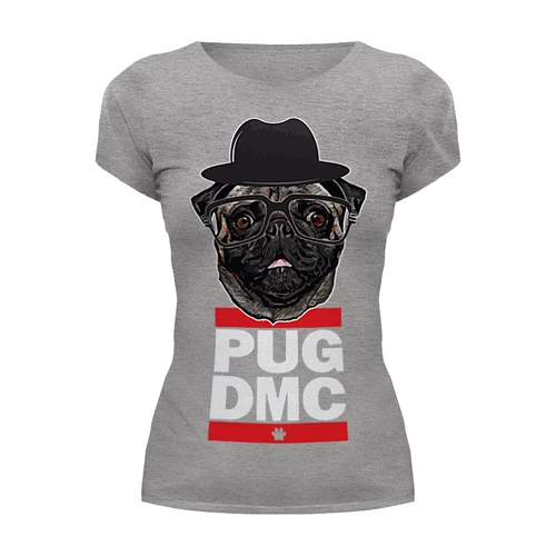 Заказать женскую футболку в Москве. Футболка базовая Pug x Run Dmc от coolmag - готовые дизайны и нанесение принтов.