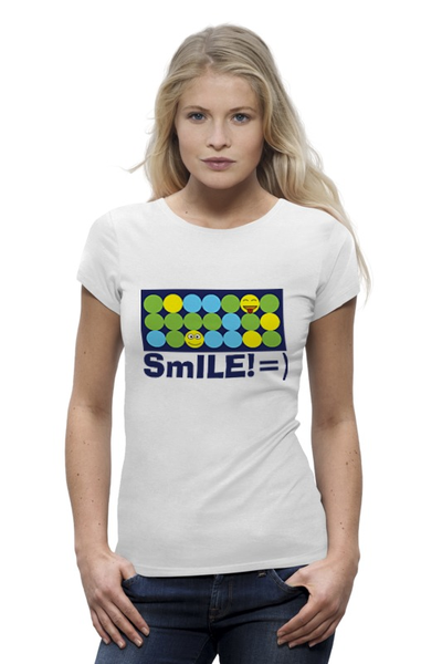 Заказать женскую футболку в Москве. Футболка базовая smile! от tina_s - готовые дизайны и нанесение принтов.