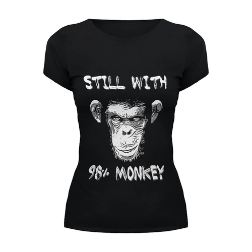 Заказать женскую футболку в Москве. Футболка базовая Steel Whit 98% Monkey от OEX design - готовые дизайны и нанесение принтов.