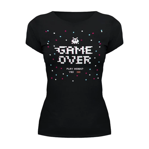 Заказать женскую футболку в Москве. Футболка базовая Game Over от ingenervolos@gmail.com - готовые дизайны и нанесение принтов.