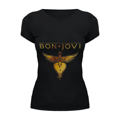 Заказать женскую футболку в Москве. Футболка базовая Bon Jovi от Денис - готовые дизайны и нанесение принтов.