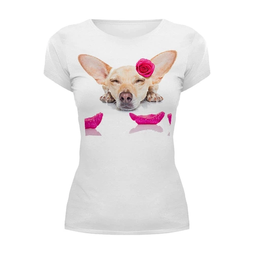 Заказать женскую футболку в Москве. Футболка базовая Собака от Violet - готовые дизайны и нанесение принтов.