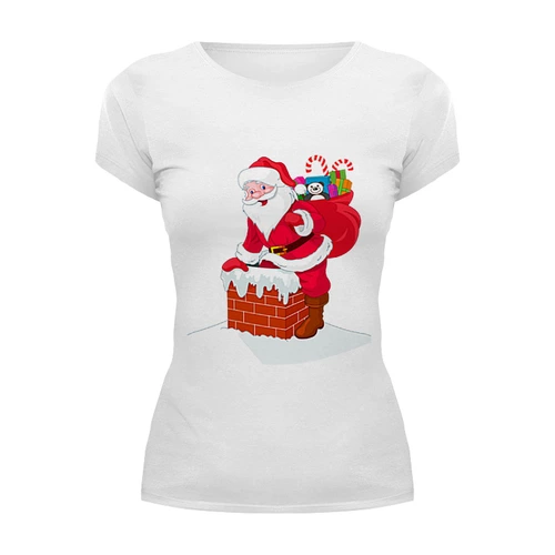 Заказать женскую футболку в Москве. Футболка базовая Дед Мороз с подарками от Виктор Гришин - готовые дизайны и нанесение принтов.