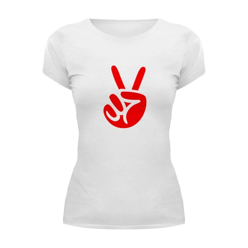Заказать женскую футболку в Москве. Футболка базовая Victory hand от THE_NISE  - готовые дизайны и нанесение принтов.