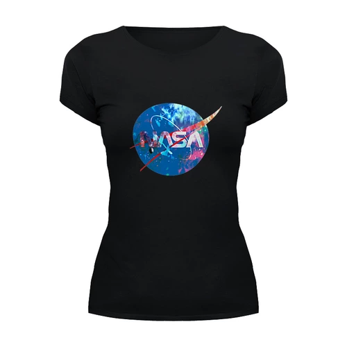 Заказать женскую футболку в Москве. Футболка базовая  Знак NASA от THE_NISE  - готовые дизайны и нанесение принтов.