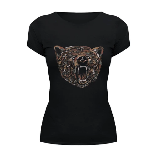 Заказать женскую футболку в Москве. Футболка базовая Пёстрый медведь от ISliM - готовые дизайны и нанесение принтов.