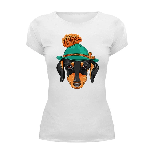 Заказать женскую футболку в Москве. Футболка базовая Собака в образе от balden - готовые дизайны и нанесение принтов.