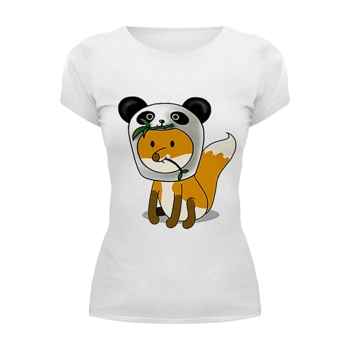 Заказать женскую футболку в Москве. Футболка базовая Лисенок панда от Little Pets - готовые дизайны и нанесение принтов.