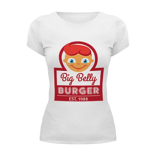 Заказать женскую футболку в Москве. Футболка базовая Big Belly Burger от coolmag - готовые дизайны и нанесение принтов.