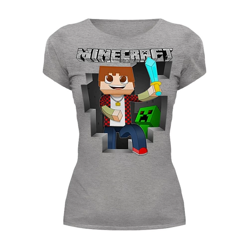 Заказать женскую футболку в Москве. Футболка базовая Minecraft от balden - готовые дизайны и нанесение принтов.