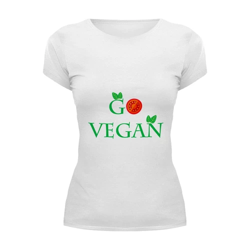 Заказать женскую футболку в Москве. Футболка базовая Go vegan от Antaya - готовые дизайны и нанесение принтов.