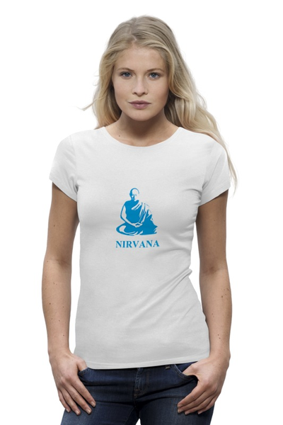 Заказать женскую футболку в Москве. Футболка базовая Nirvana-blue от LINGAM ART | lingam.ord@gmail.com - готовые дизайны и нанесение принтов.