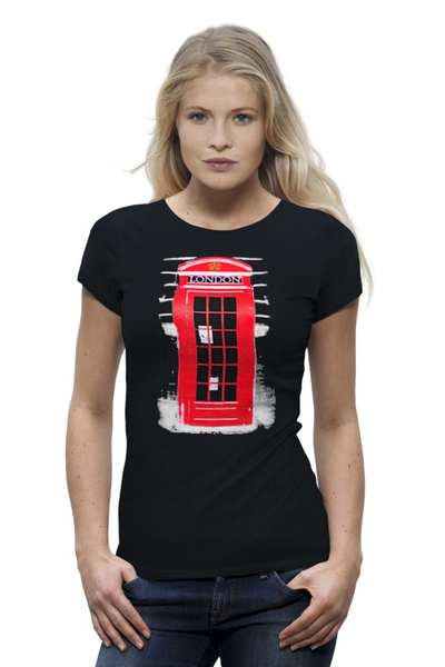 Заказать женскую футболку в Москве. Футболка базовая London Phone Booth от Leichenwagen - готовые дизайны и нанесение принтов.