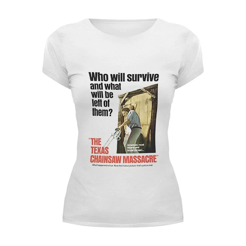 Заказать женскую футболку в Москве. Футболка базовая The Texas Chain Saw Massacre от KinoArt - готовые дизайны и нанесение принтов.