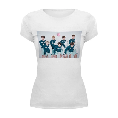 Заказать женскую футболку в Москве. Футболка базовая Bangtan Boys  от cherdantcev - готовые дизайны и нанесение принтов.