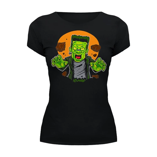 Заказать женскую футболку в Москве. Футболка базовая HALLOWEEN (Frankenstein) от balden - готовые дизайны и нанесение принтов.