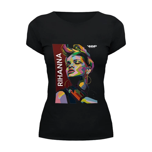 Заказать женскую футболку в Москве. Футболка базовая Rihanna от Fedor - готовые дизайны и нанесение принтов.