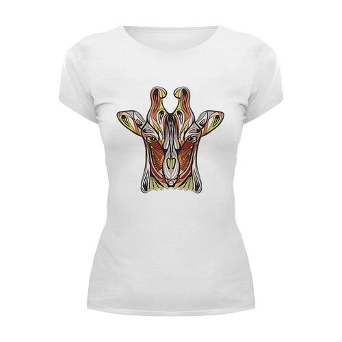 Заказать женскую футболку в Москве. Футболка базовая Ethnic giraffe от T-shirt print  - готовые дизайны и нанесение принтов.