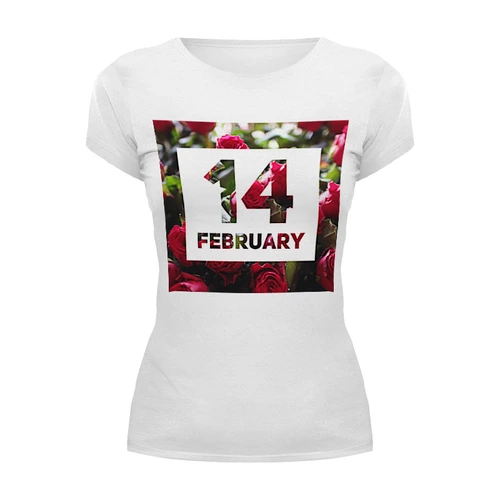 Заказать женскую футболку в Москве. Футболка базовая День святого Валентина от AstArt - готовые дизайны и нанесение принтов.