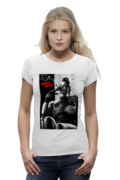 Заказать женскую футболку в Москве. Футболка базовая Sin City / Город Грехов от KinoArt - готовые дизайны и нанесение принтов.