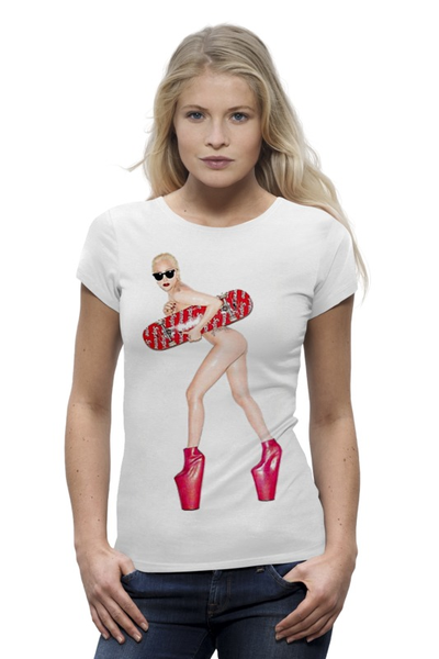 Заказать женскую футболку в Москве. Футболка базовая Lady GaGa от charmed - готовые дизайны и нанесение принтов.