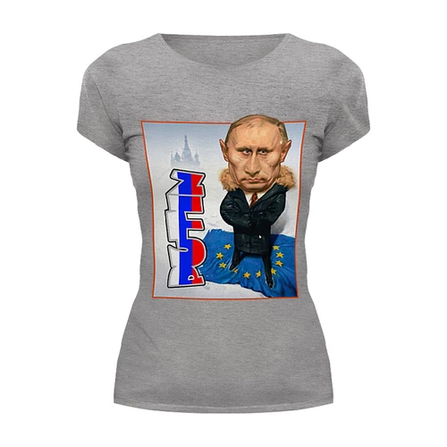 Заказать женскую футболку в Москве. Футболка базовая Евросоюз под Путиным от Leichenwagen - готовые дизайны и нанесение принтов.