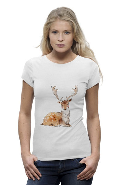 Заказать женскую футболку в Москве. Футболка базовая Wild deer от adrianna - готовые дизайны и нанесение принтов.