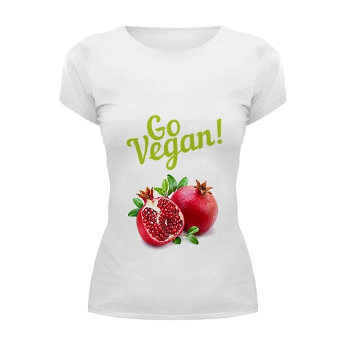 Заказать женскую футболку в Москве. Футболка базовая Go Vegan! от vegan@thespaceway.info - готовые дизайны и нанесение принтов.