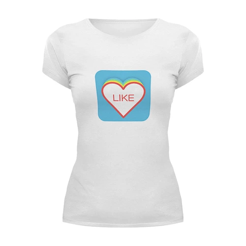 Заказать женскую футболку в Москве. Футболка базовая  like сердце от THE_NISE  - готовые дизайны и нанесение принтов.