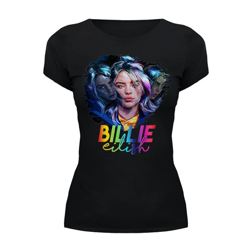 Заказать женскую футболку в Москве. Футболка базовая Billie Eilish( Билли Айлиш)       от T-shirt print  - готовые дизайны и нанесение принтов.