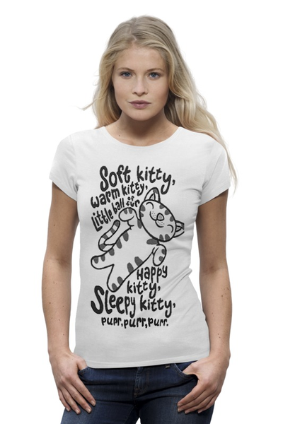 Заказать женскую футболку в Москве. Футболка базовая Soft Kitty от Аксинья - готовые дизайны и нанесение принтов.