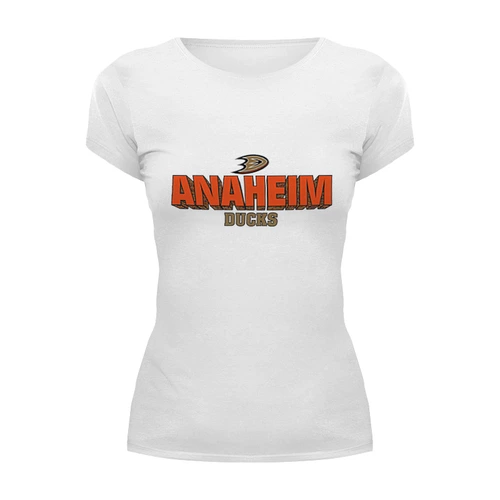 Заказать женскую футболку в Москве. Футболка базовая Anaheim Ducks от kspsshop - готовые дизайны и нанесение принтов.