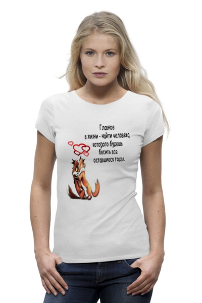 Заказать женскую футболку в Москве. Футболка базовая Lovers fox от Виктор Аксёнов - готовые дизайны и нанесение принтов.