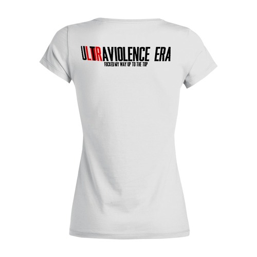 Заказать женскую футболку в Москве. Футболка базовая Lana Del Rey - Ultraviolence Era (Front & Back) от calipsia_v. - готовые дизайны и нанесение принтов.