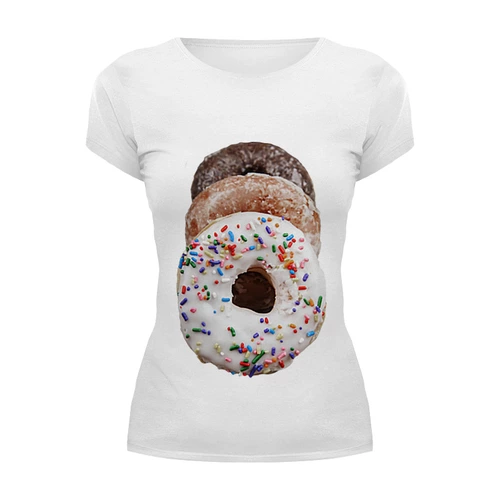 Заказать женскую футболку в Москве. Футболка базовая Donuts от chemparparokke - готовые дизайны и нанесение принтов.