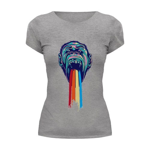 Заказать женскую футболку в Москве. Футболка базовая Rainbow monkey от YellowCloverShop - готовые дизайны и нанесение принтов.
