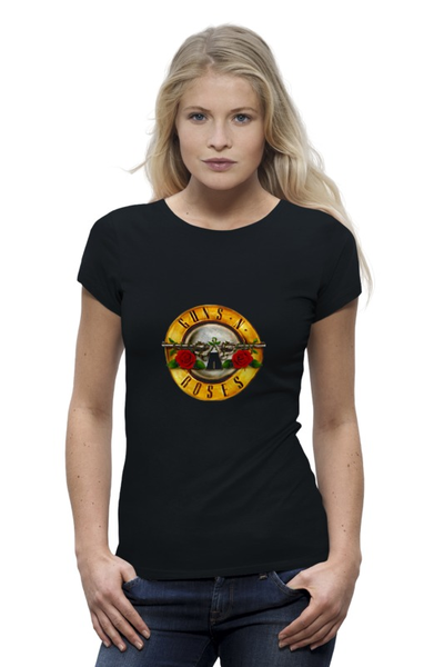 Заказать женскую футболку в Москве. Футболка базовая Gun's N' Roses от Fedor - готовые дизайны и нанесение принтов.