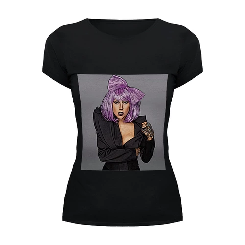 Заказать женскую футболку в Москве. Футболка базовая Lady Gaga от kostlaviypsych - готовые дизайны и нанесение принтов.