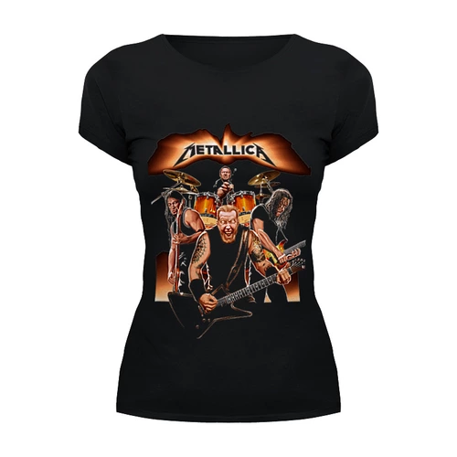 Заказать женскую футболку в Москве. Футболка базовая Metallica - fan-art от Денис - готовые дизайны и нанесение принтов.