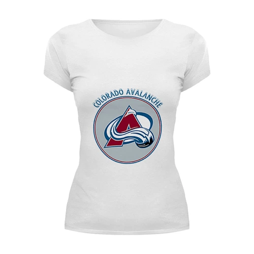 Заказать женскую футболку в Москве. Футболка базовая Colorado Avalanche от kspsshop - готовые дизайны и нанесение принтов.