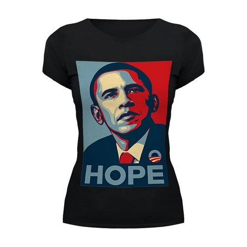 Заказать женскую футболку в Москве. Футболка базовая Обама Hope от denis01001 - готовые дизайны и нанесение принтов.