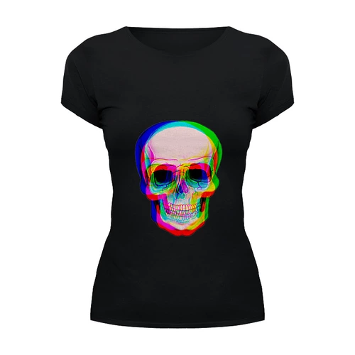 Заказать женскую футболку в Москве. Футболка базовая Череп 3D от skull - готовые дизайны и нанесение принтов.