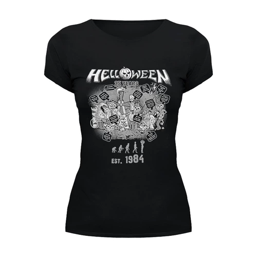 Заказать женскую футболку в Москве. Футболка базовая Helloween ( rock band ) от Leichenwagen - готовые дизайны и нанесение принтов.