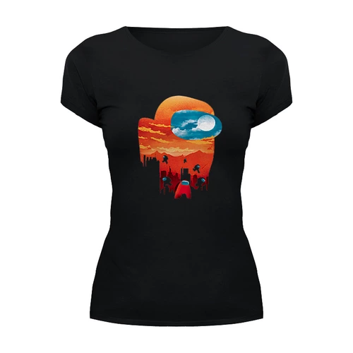 Заказать женскую футболку в Москве. Футболка базовая Among Us Sunset от El Fox - готовые дизайны и нанесение принтов.
