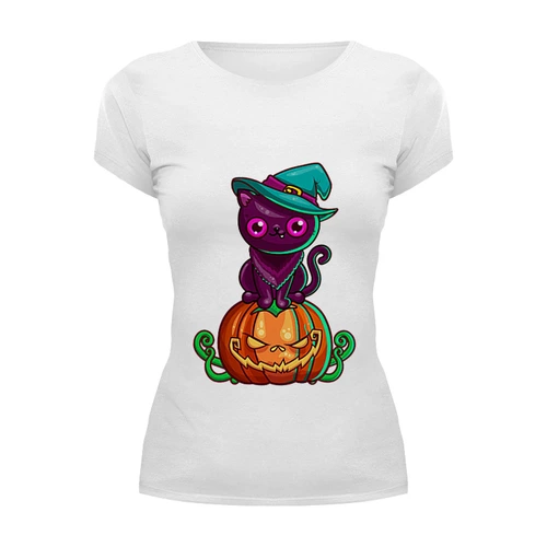 Заказать женскую футболку в Москве. Футболка базовая Halloween от T-shirt print  - готовые дизайны и нанесение принтов.