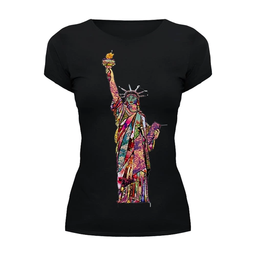 Заказать женскую футболку в Москве. Футболка базовая Statue of Liberty от adrianna - готовые дизайны и нанесение принтов.