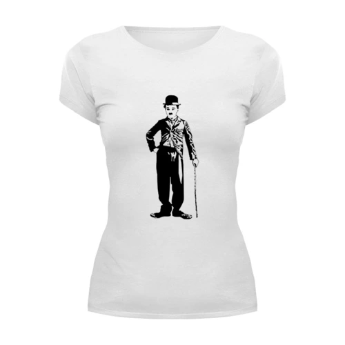 Заказать женскую футболку в Москве. Футболка базовая Чарли Чаплин от yurick555 - готовые дизайны и нанесение принтов.